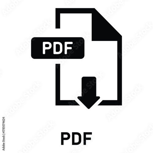 An icon representing a pdf document with a download arrow