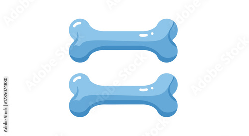 two blue bone shaped dog toys stacked vertically, vector illustration Isolated on white background