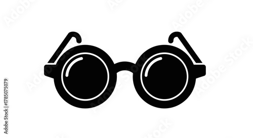 a pair of classic round sunglasses with sleek black frames, vector illustration Isolated on white background