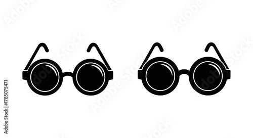 two pairs of classic round sunglasses side by side, vector illustration Isolated on white background