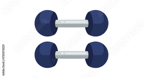 a pair of blue dumbbells with silver handles on white background, vector illustration Isolated on white background