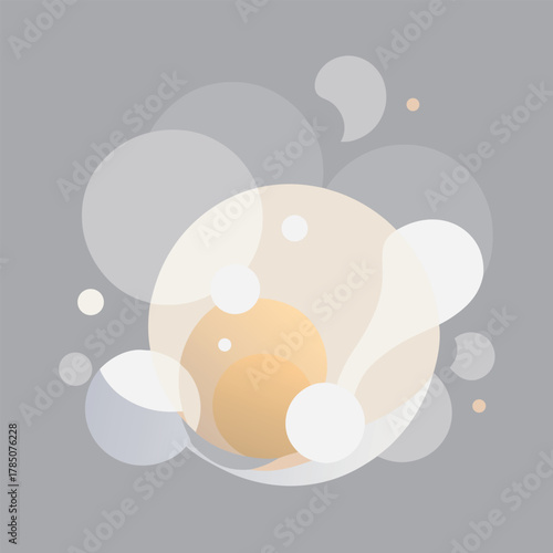 Abstract Composition of Overlapping Translucent Circles and Shapes