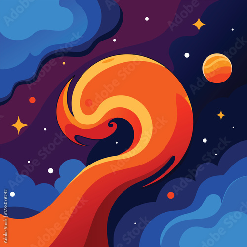 Abstract Cosmic Swirl with Stars and Planets space