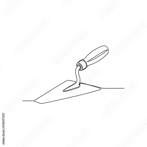 Masonry trowel in minimalist line art style on white background