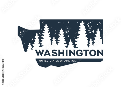 Washington. Hand drawn USA state name silhouette on white background. Modern typography for t shirt prints, posters, stickers, cards, souvenirs. Vector vintage illustration.