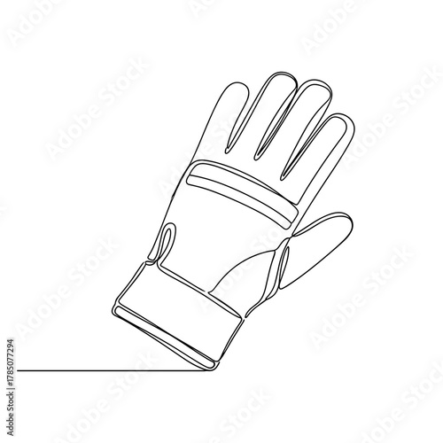 Work glove in minimalist line art style on white background