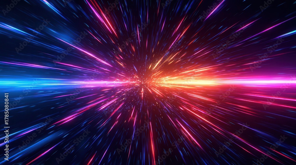 Fototapeta premium Abstract Space Warp Colorful Light Speed Effect for Design