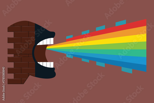 Elimination of Racial Discrimination Vector – Voice of Diversity Shattering Wall of Hate