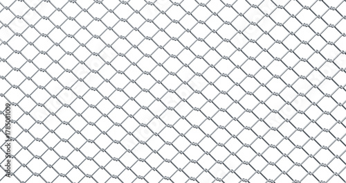 Metal wire fence silver shining lines in a transparent background