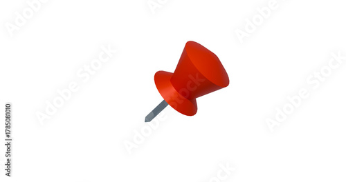 Red drawing pin or sticky notes board pin in a transparent background