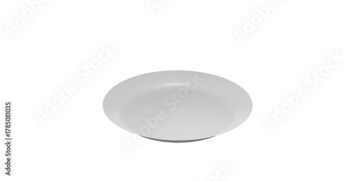 Empty white paper plate isolated on transparent background