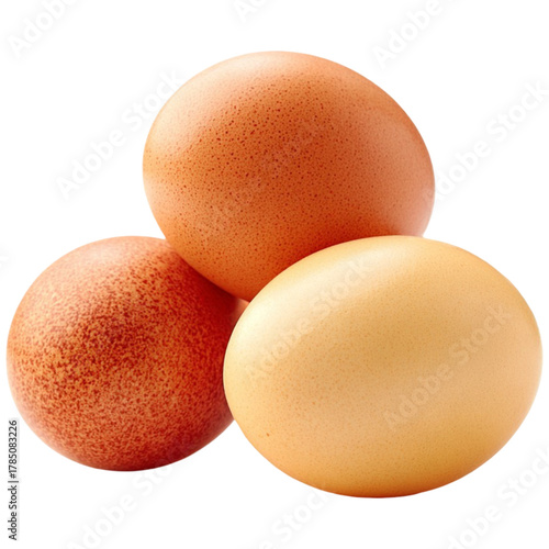 Assorted fresh whole chicken eggs, brown and cream, healthy food