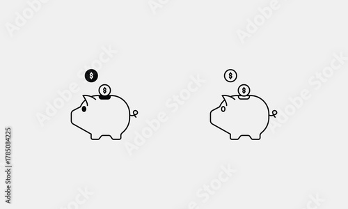 Piggy Bank icon set vector stock illustration