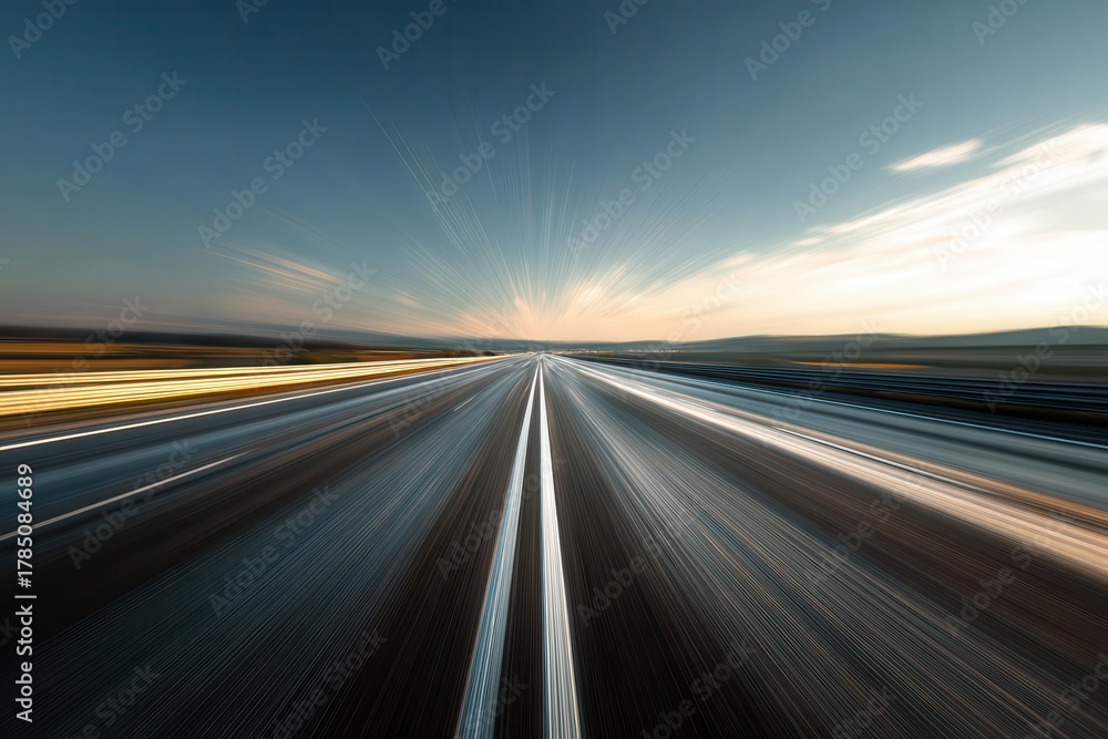 Naklejka premium Dynamic Highway Perspective Speed, Motion, and Travel Concept