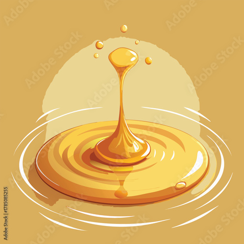 Golden Honey Drop Splash with Ripples liquid viscous