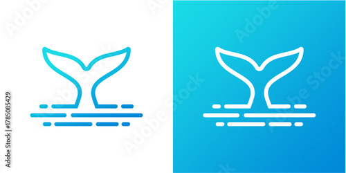 Whale Modern Logo. Ocean Whale Wave Logo