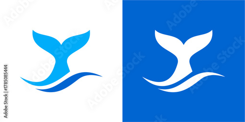 Whale Logo Simple. Ocean Whale Wave Logo