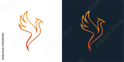 Phoenix Line Flame Logo. FIre Bird logo vector