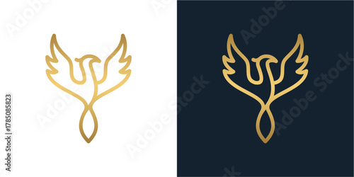 Phoenix Logo. Simple Line Art Phoenix Logo
