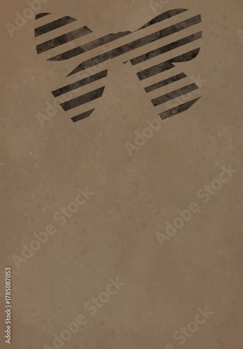 Minimalist Striped Bow Silhouette on Textured Brown Background | Simple Gift Template with Copy Space