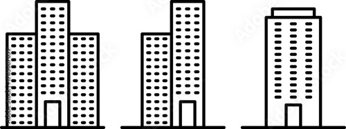 Skyscraper Icons – Editable Stroke, City Building, Architecture