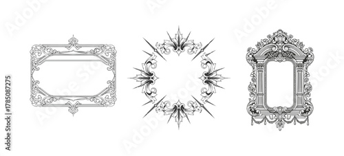 Elegant vintage frames isolated on white background, perfect for adding a touch of classic charm to any project
