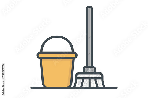 Household cleaning tools icon set for chores and maintenance tasks