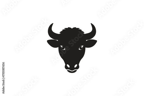 Minimalist Black Buffalo Head Silhouette Logo Design for Modern and Clean Branding