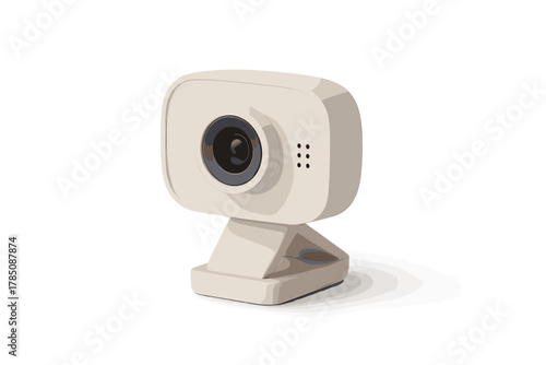 Beige webcam device isolated on clean white background