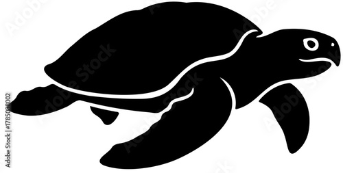 Ocean Explorer: Black Vector Swimming Sea Turtle Silhouette