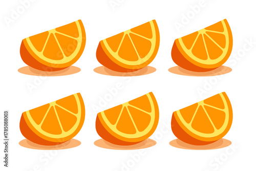 Six bright orange fruit slices arranged in two neat rows