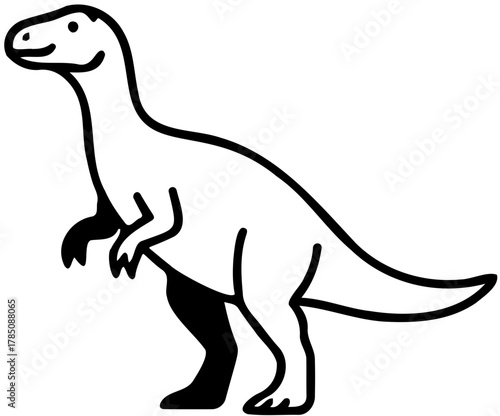 Vector Line Illustration of Carnivorous Dinosaur