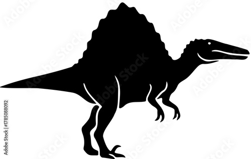 Black Vector Spinosaurus Dinosaur Silhouette