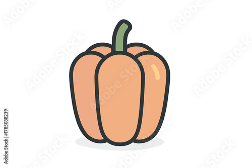 Simple orange bell pepper vegetable icon with thick outline