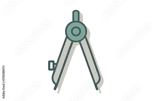 Geometric drafting compass tool icon with muted color palette