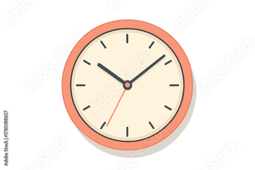 Analog wall clock face with peach frame and cream dial