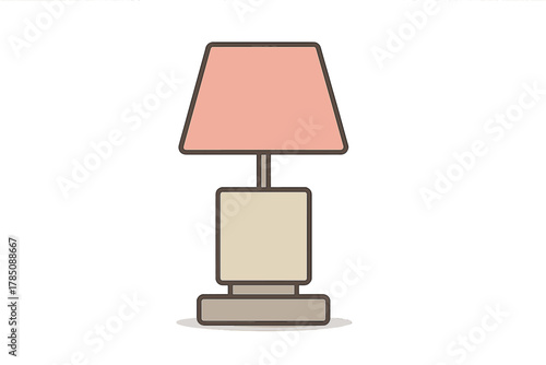 Modern table lamp with rectangular beige base and pink shade