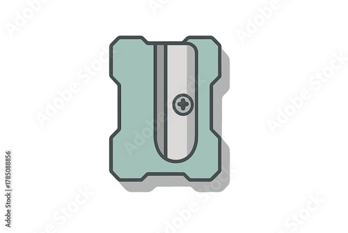 Simple mint green pencil sharpener icon featuring a subtle shadow effect