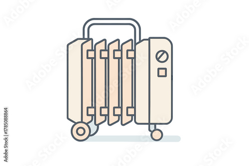 Portable oil filled radiator heater with wheels and control knobs