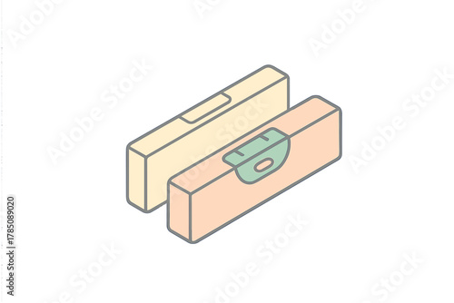 Isometric set of spirit levels in soft pastel colors
