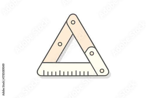 Adjustable folding triangle ruler tool with measurement markings