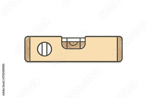 Simple carpenter spirit level tool icon with beige body