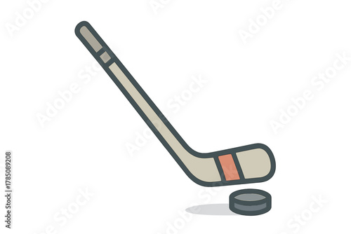 Iconic ice hockey stick and puck equipment graphic element