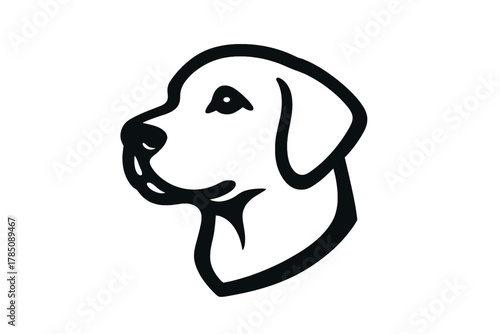 Stylized black and white head profile of a Labrador Retriever dog