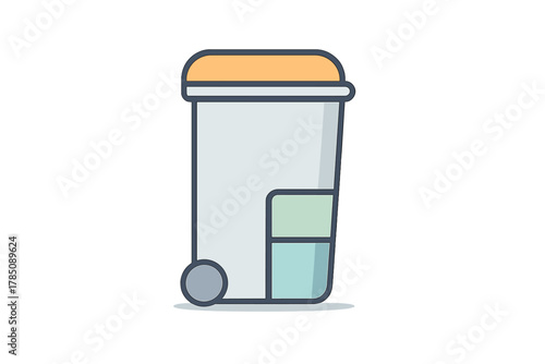 Wheeled recycling bin with distinct sections for waste separation