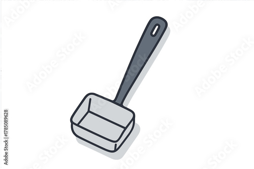 Isometric scoop tool with long handle and hanging hole detail