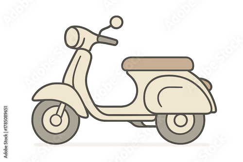 Retro style motor scooter side view simple graphic design