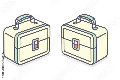 Isometric view of two small portable tool or storage cases