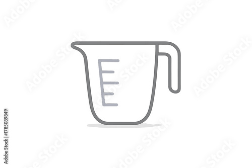 Outline icon of kitchen measuring cup with volume markings