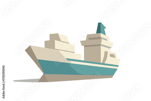 Stylized cargo ship or freighter transport vessel design concept